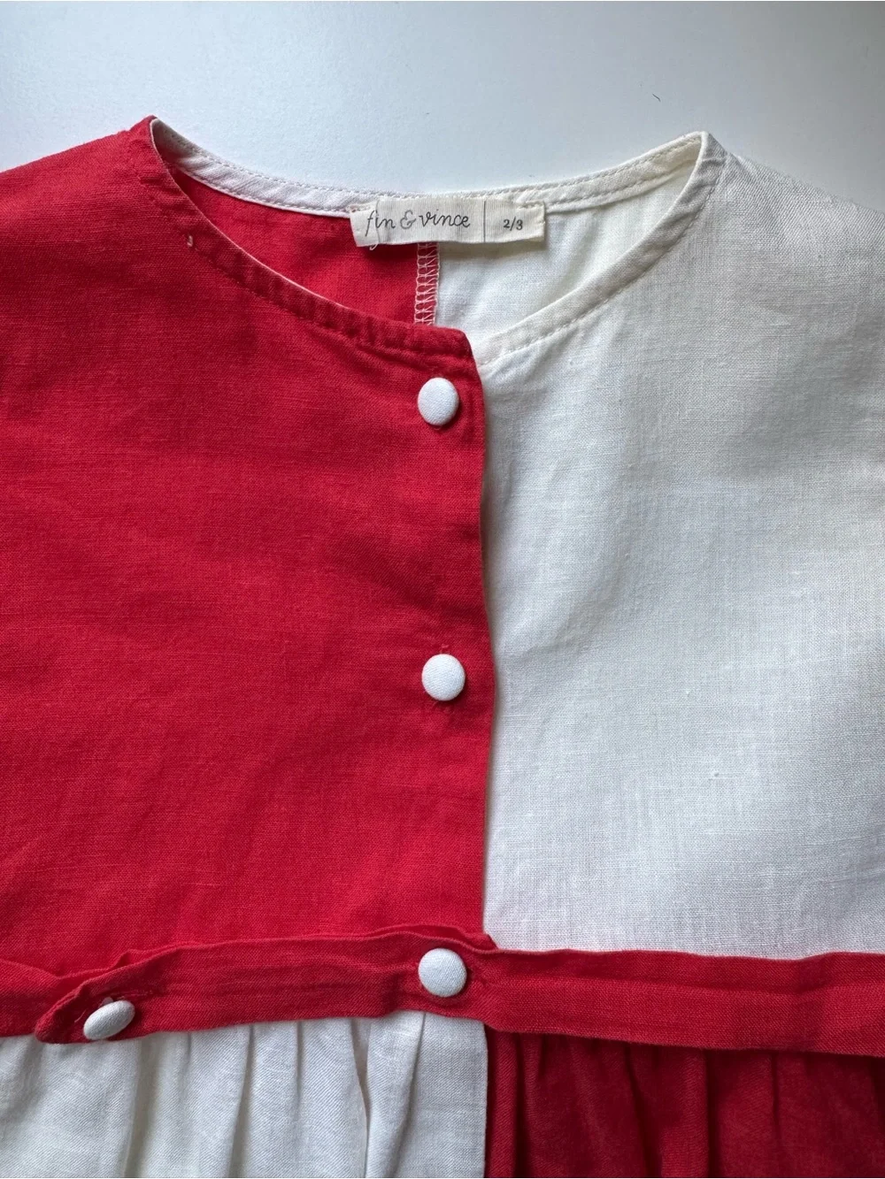 Fin & Vince Colorblock Retro Dress – Red and White